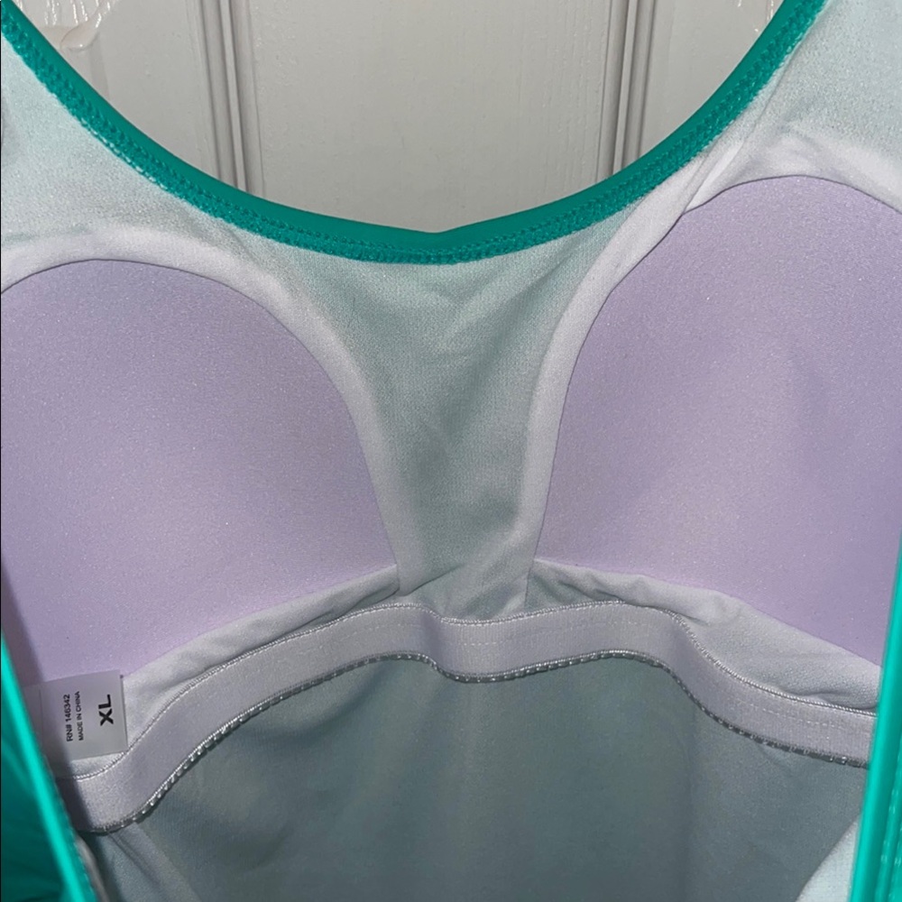 NEW XL Nicole Miller Sea Green One Piece Bathing Suit Tank Top Swimwear Vaycay - Picture 4 of 6